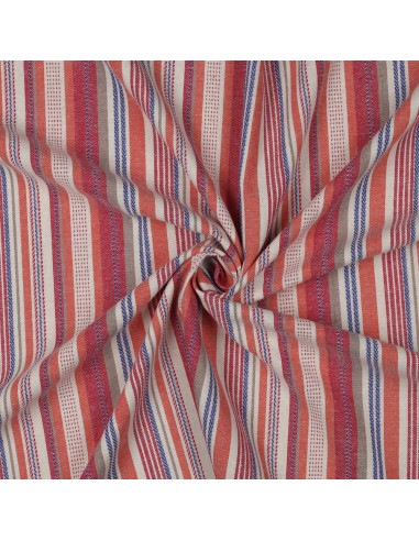 Tissu, Jacquard Rayé, Multicolore Nuances Minérales, Laize 130 cm, 65% Viscose 30% Lin 5% Polyester 200g/m²