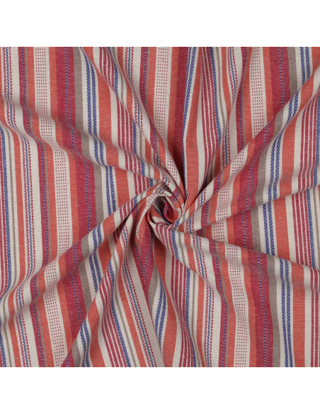 Tissu, Jacquard Rayé, Multicolore Nuances Minérales, Laize 130 cm, 65% Viscose 30% Lin 5% Polyester 200g/m²