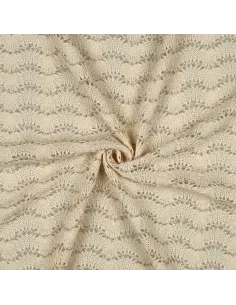 Tissu, Tricot Ajouré Lurex, Écru, Laize 150 cm, 80% Polyester 20% Coton 2