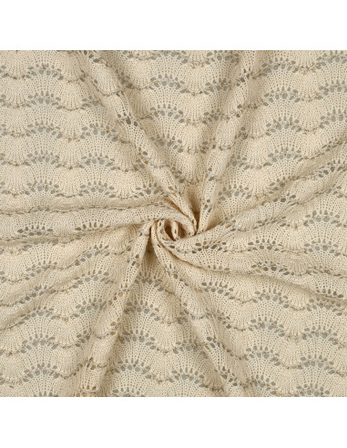 Tissu, Tricot Ajouré Lurex, Écru, Laize 150 cm, 80% Polyester 20% Coton