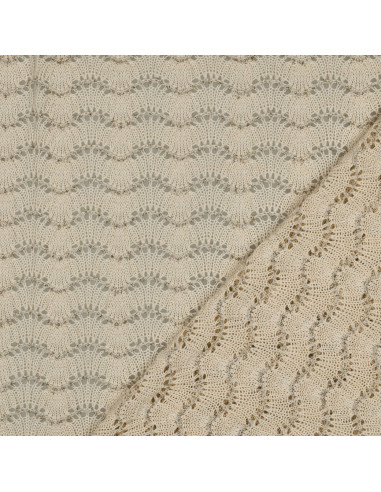 Tissu, Tricot Ajouré Lurex, Écru, Laize 150 cm, 80% Polyester 20% Coton