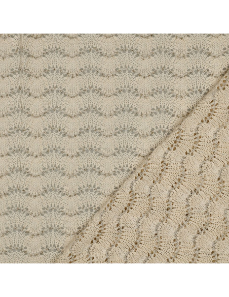 Tissu, Tricot Ajouré Lurex, Écru, Laize 150 cm, 80% Polyester 20% Coton