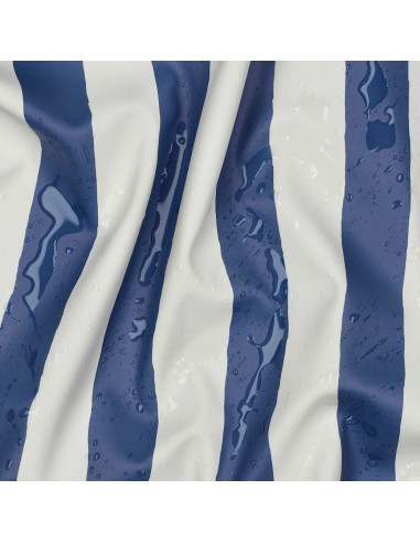 Tissu, Imperméable Rayures, Bleu Marine, Laize 133 cm, 50% Polyester 50% Polyuréthane 210g/m²