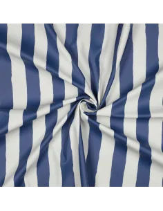 Tissu, Imperméable Rayures, Bleu Marine, Laize 133 cm, 50% Polyester 50% Polyuréthane 210g/m² 2