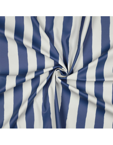 Tissu, Imperméable Rayures, Bleu Marine, Laize 133 cm, 50% Polyester 50% Polyuréthane 210g/m²