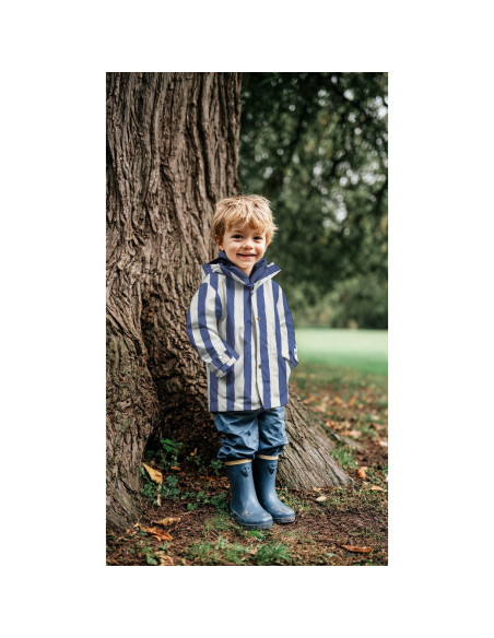 Tissu imperméable, rayures bleues