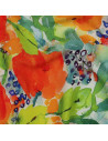 Viscose, impression digitale, fleurs oranges