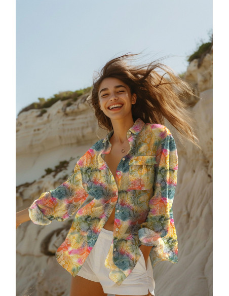 Batik viscose, fleurs