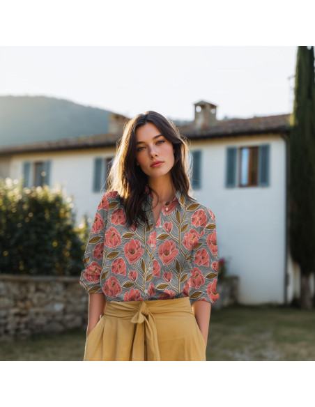 Voile de coton, fleurs