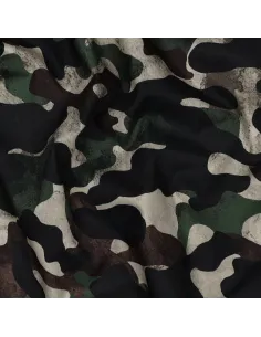 Tissu, Popeline de Coton Camouflage, Vert Kaki Multicolore, Laize 148 cm, 100% Coton 110g/m²