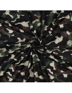 Tissu, Popeline de Coton Camouflage, Vert Kaki Multicolore, Laize 148 cm, 100% Coton 110g/m² 2