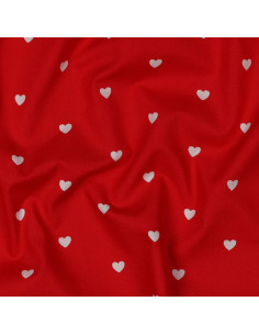 Popeline de coton, coeurs rouges 2