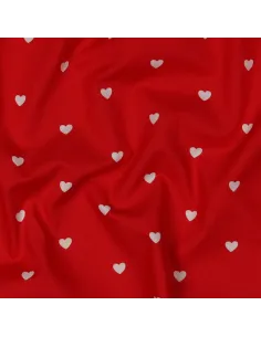 Tissu, Popeline de Coton Cœurs, Blanc & Rouge, Laize 148 cm, 100% Coton 110g/m² 2
