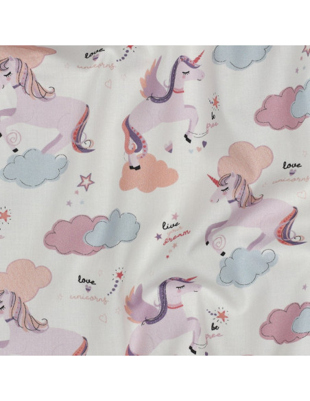 Popeline de coton, licornes