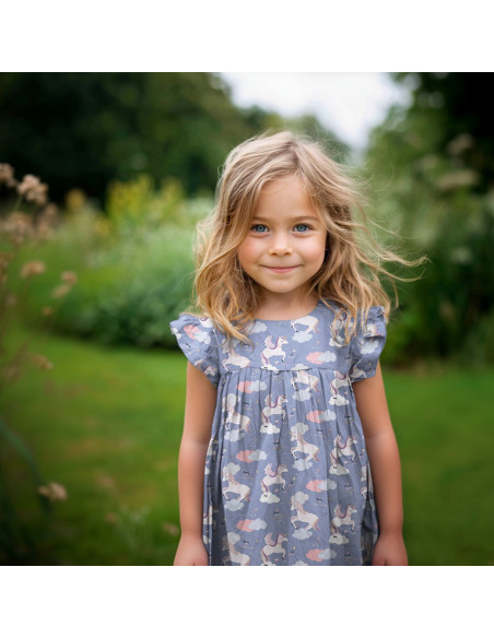 Popeline de coton, licornes