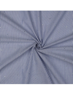 Jacquard coton, rayures bleues et strass 2