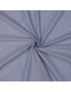 Tissu, Jacquard Rayures Marinière Strass, Bleu Marine et Blanc, Laize 143 cm, 100% Coton 89g/m² 2