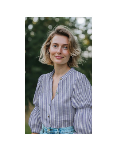 Jacquard coton, rayures bleues et strass