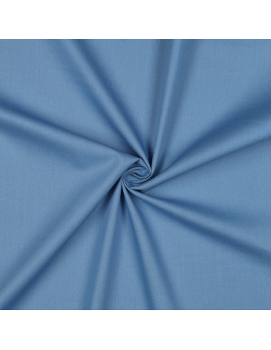 Tissu, Popeline de Coton Unie, Bleu Jean Clair, Laize 150 cm, 100% Coton 130g/m²