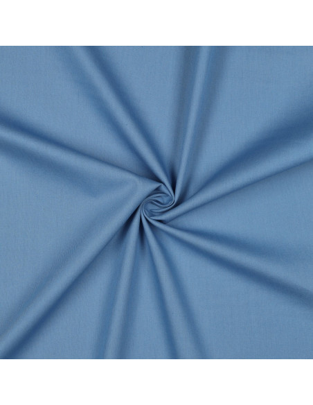 Tissu, Popeline de Coton Unie, Bleu Jean Clair, Laize 150 cm, 100% Coton 130g/m²