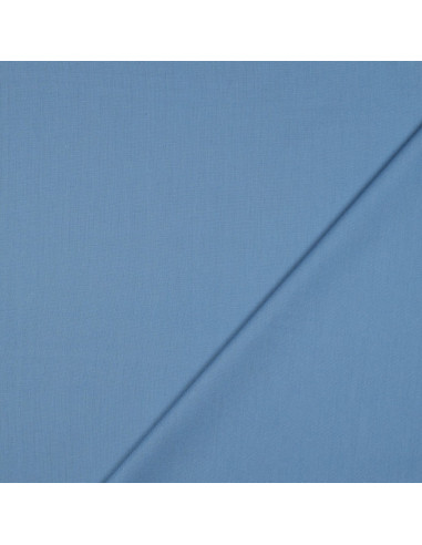 Popeline de coton unie, bleu jean clair