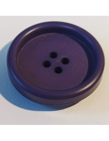 Bouton polyester 4 trous, 30mm, rond, violet