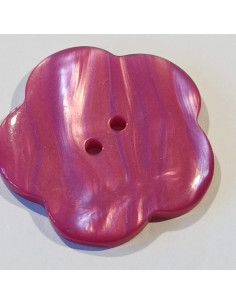 Bouton polyester 2 trous, 35mm, fleur, rose fuchsia