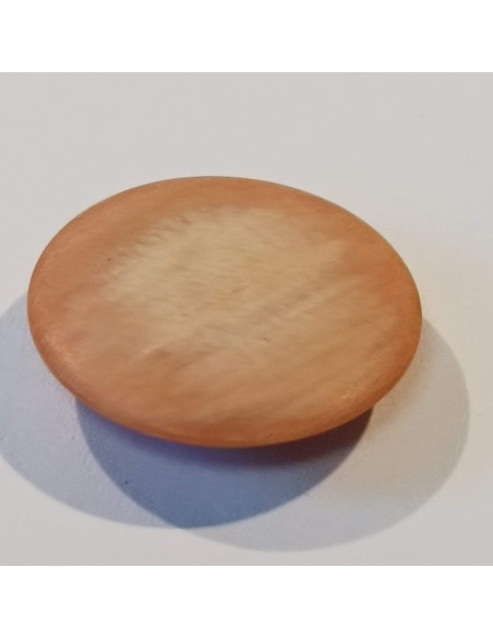 Bouton polyester à tunnel, 18mm, rond, beige et rose