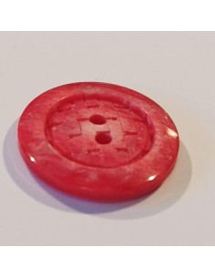 Bouton polyester 2 trous, 18mm, rond rouge, imitation brique 2