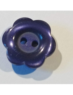 Bouton polyester 2 trous, 15mm, fleur, violet