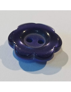 Bouton polyester 2 trous, 15mm, fleur, violet 2