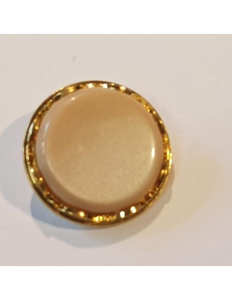 Bouton polyester à pied, 23mm, rond, doré/beige et rose