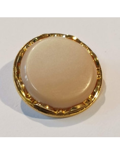 Bouton polyester à pied, 23mm, rond, doré/beige et rose 2