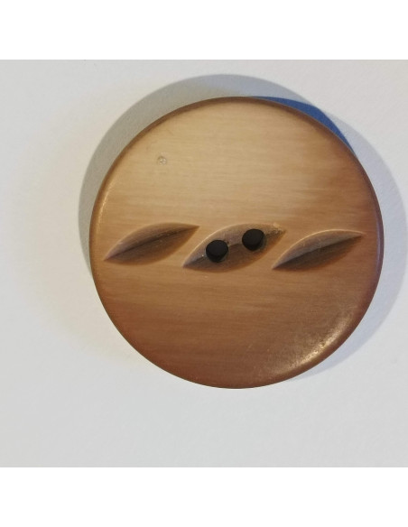Bouton polyester 2 trous,18mm, rond, marron/rose