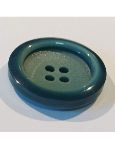 Bouton polyester 4 trous, 27mm, rond, bleu canard 2