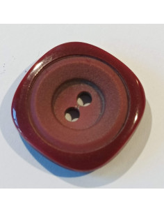 Bouton polyester 2 trous, 25mm, carré, rond bordeaux