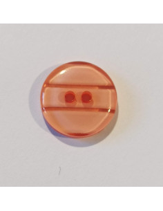 Bouton polyester 2 trous, 13mm, rond, corail