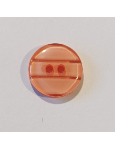 Bouton polyester 2 trous, 13mm, rond, corail