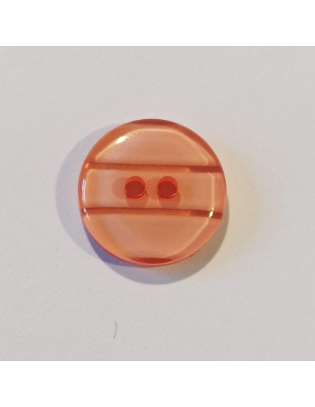 Bouton polyester 2 trous, 13mm, rond, corail