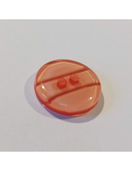 Bouton polyester 2 trous, 13mm, rond, corail