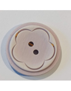 Bouton polyester 2 trous, 23mm, rond, fleur, violet clair