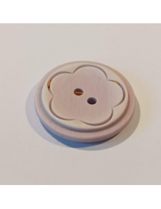 Bouton polyester 2 trous, 23mm, rond, fleur, violet clair 2