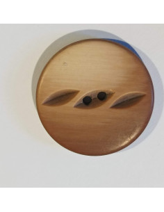 Bouton polyester 2 trous, 27mm, rond, marron/rose