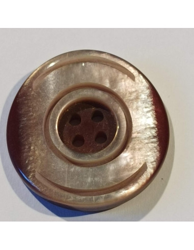 Bouton polyester 4 trous, 28mm, rond, bordeaux