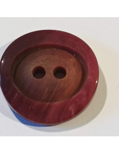 Bouton polyester 2 trous, 28mm, rond, dégradé  bordeaux