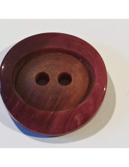 Bouton polyester 2 trous, 28mm, rond, dégradé  bordeaux