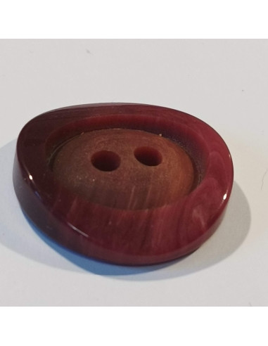 Bouton polyester 2 trous, 28mm, rond, dégradé  bordeaux