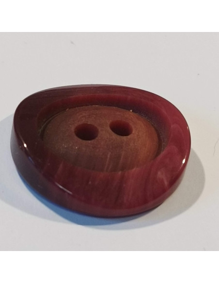 Bouton polyester 2 trous, 28mm, rond, dégradé  bordeaux