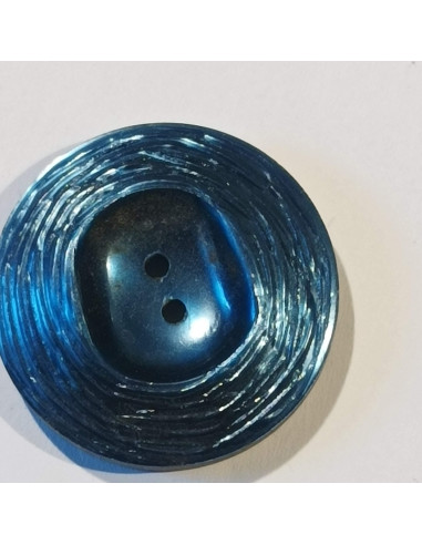 Bouton polyester 2 trous, 28mm, rond, bleu
