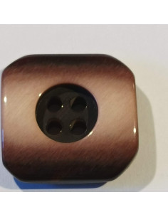 Bouton polyester 4 trous, 23mm, carré bordeaux/violet